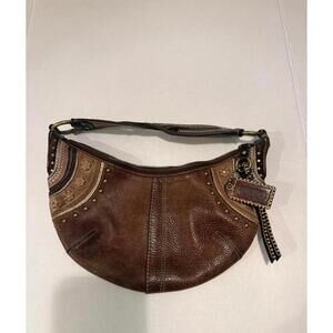 Coach Brown Leather Studded Hobo Bag